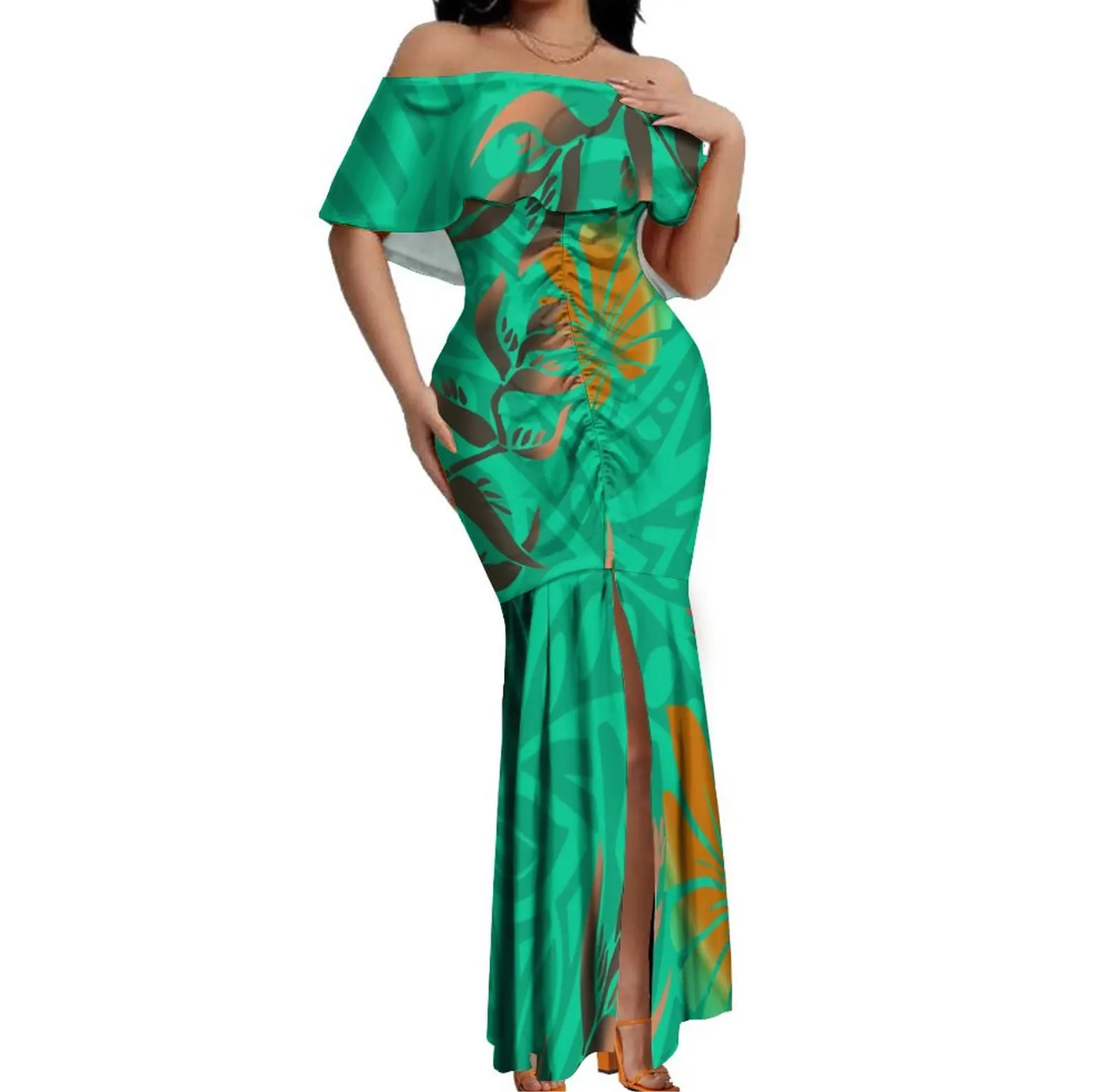 Island tropical fishtail dress